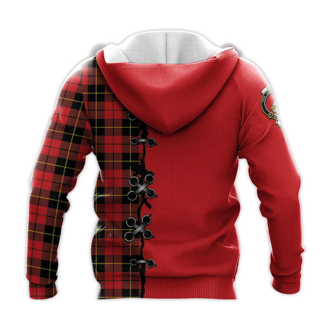 Wallace Hunting Red Tartan Hoodie - Lion Rampant And Celtic Thistle Style