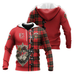 Wallace Weathered Tartan Hoodie - Lion Rampant And Celtic Thistle Style