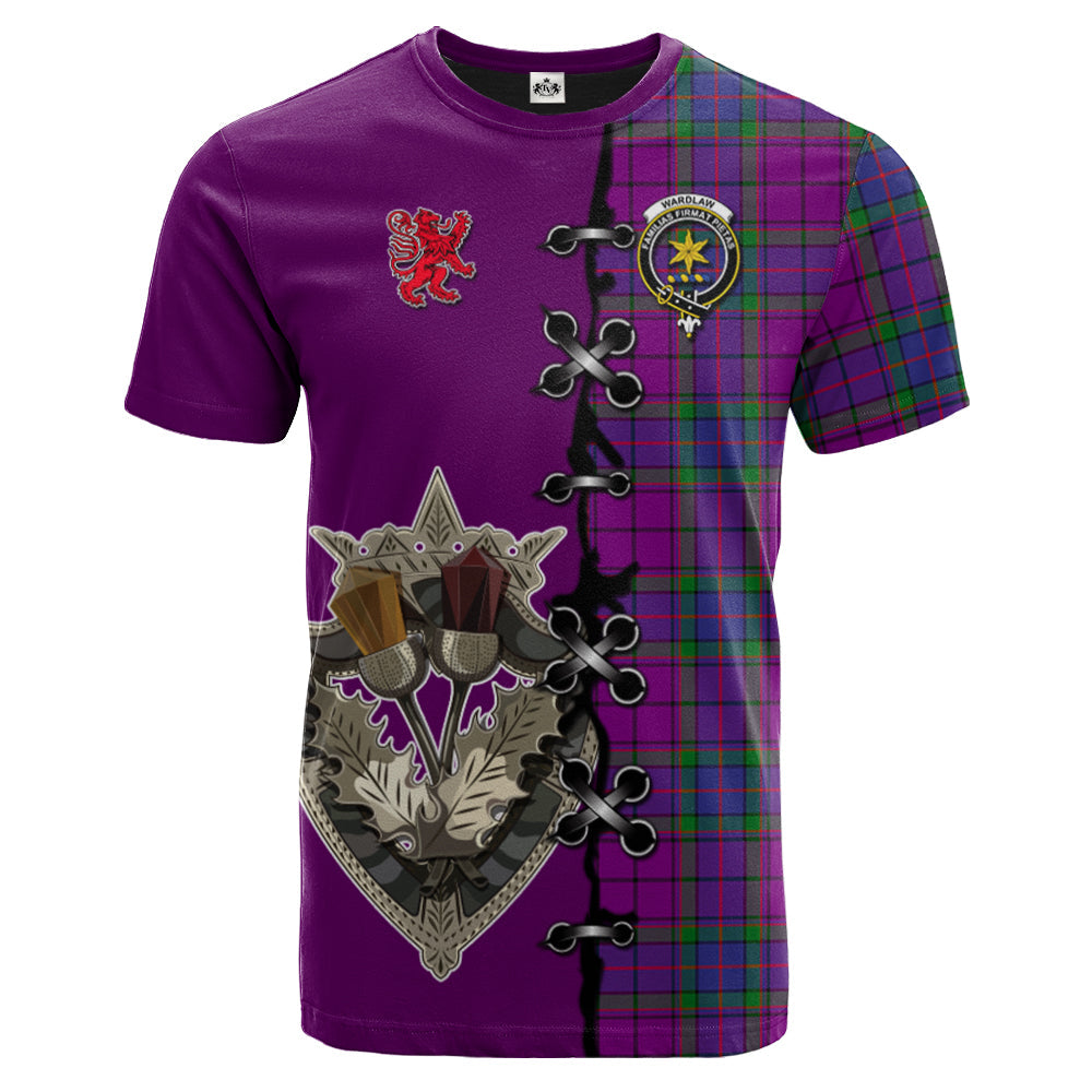 Wardlaw Modern Tartan T-shirt - Lion Rampant And Celtic Thistle Style