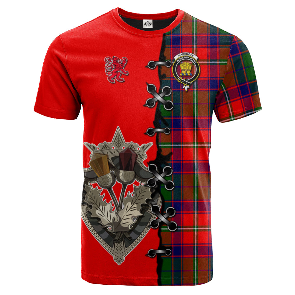 Wauchope Tartan T-shirt - Lion Rampant And Celtic Thistle Style