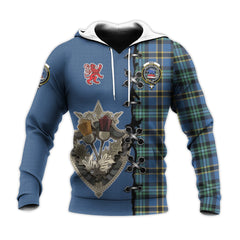 Weir Ancient Tartan Hoodie - Lion Rampant And Celtic Thistle Style