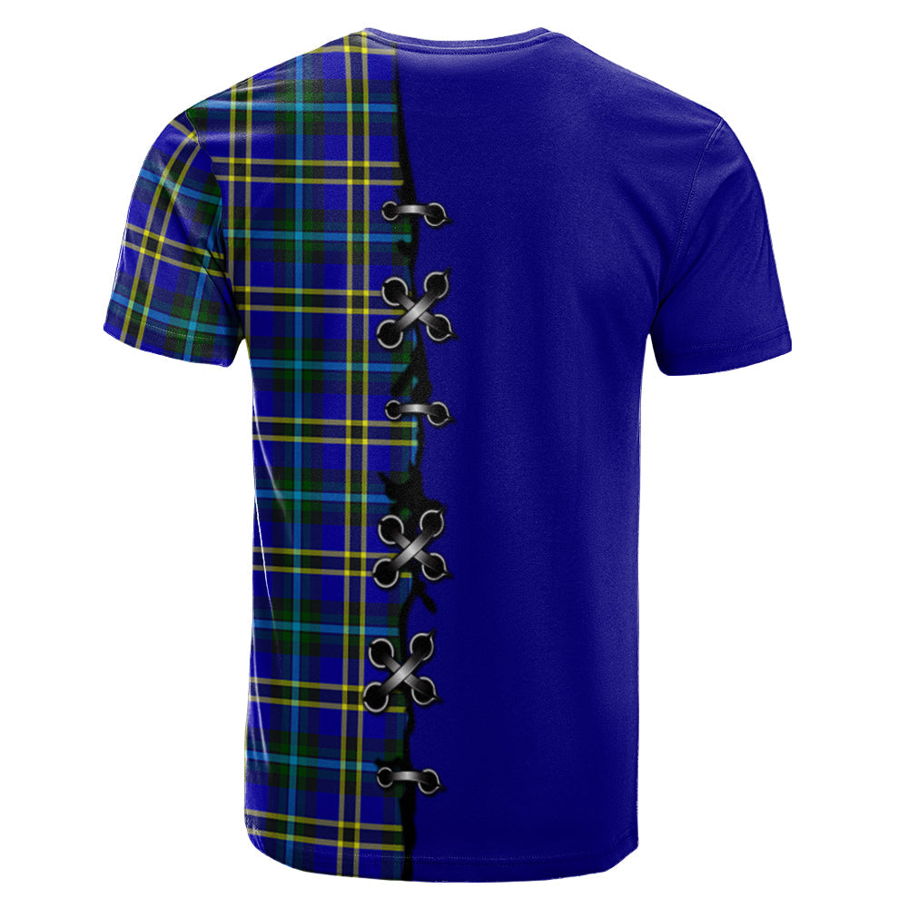 Weir Modern Tartan T-shirt - Lion Rampant And Celtic Thistle Style